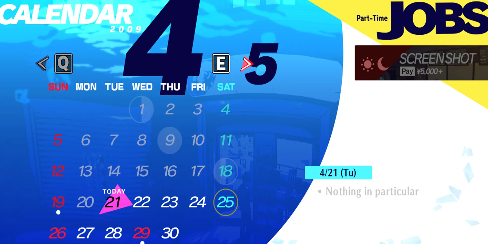 Persona 3 Reload P3R Calendar Guide for April 2009