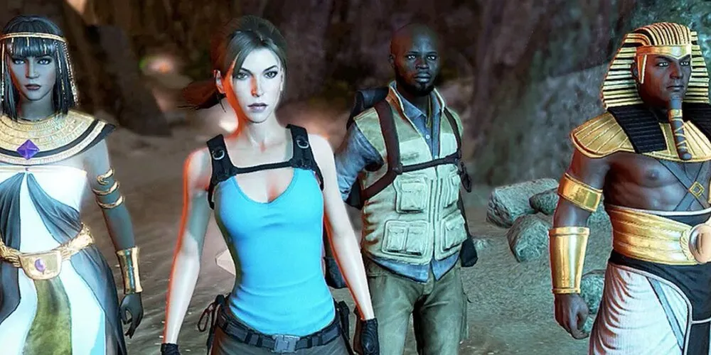Lara Croft con esploratori egiziani