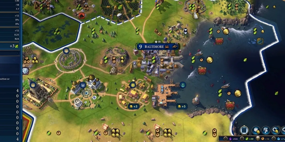 Civilization 6の都市管理画面