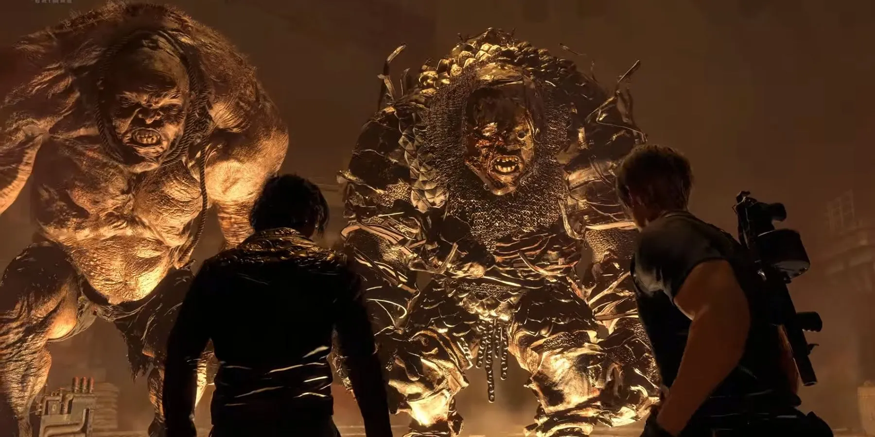 immagine che mostra i due giganti (dos gigante) nel remake di Resident Evil 4