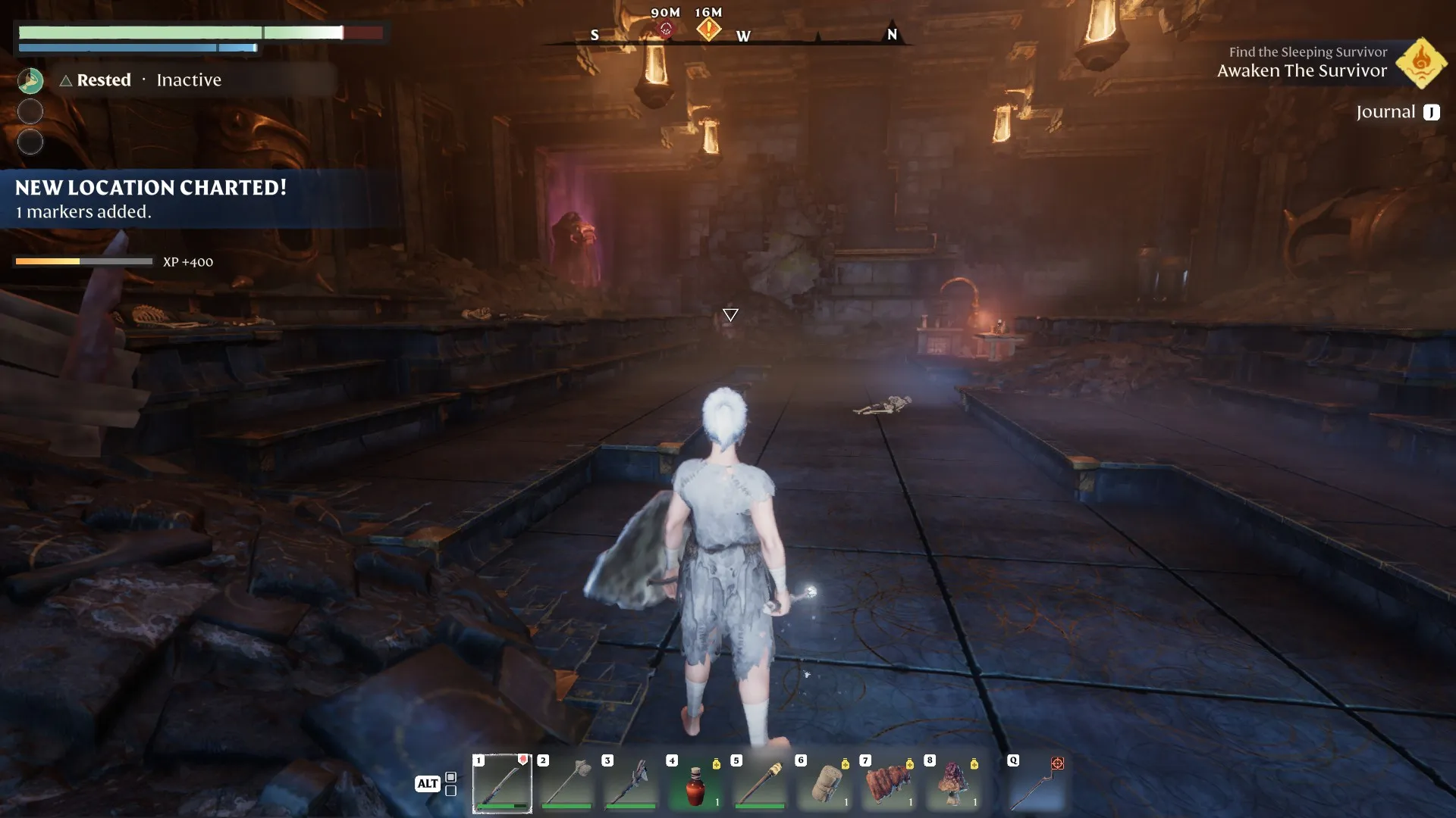 Enshrouded Player Standing in Vault with Enemy