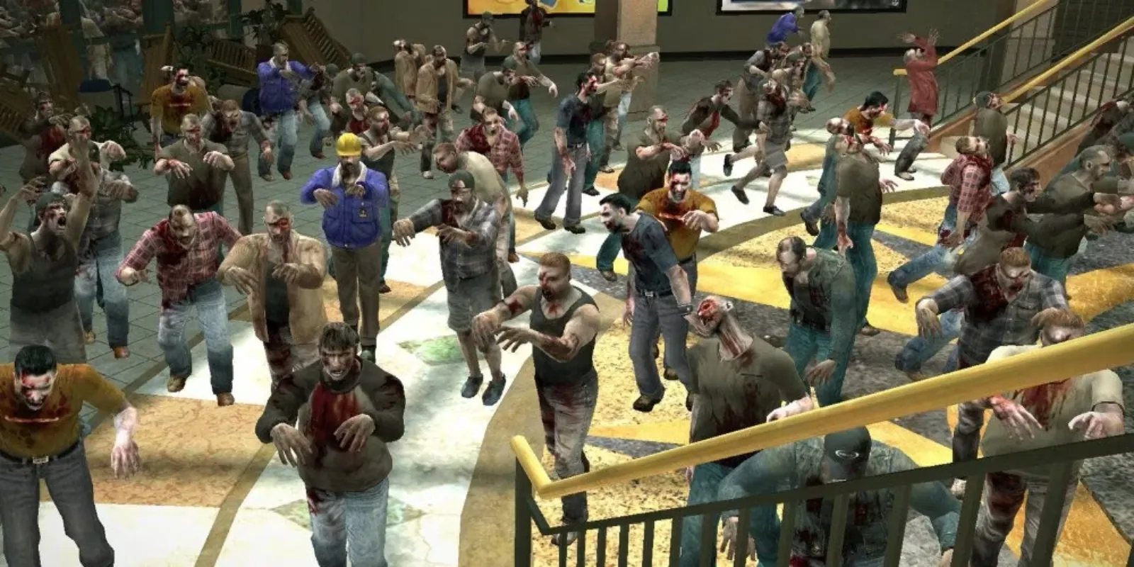 Grupo de zombis de Dead Rising en un centro comercial