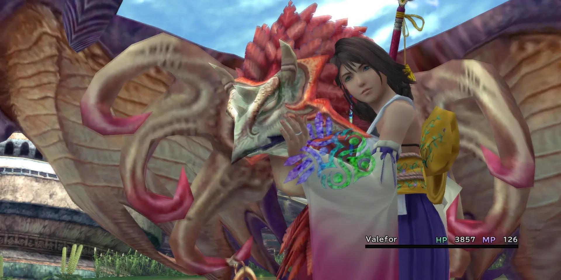 Yuna e Valefor in Final Fantasy 10