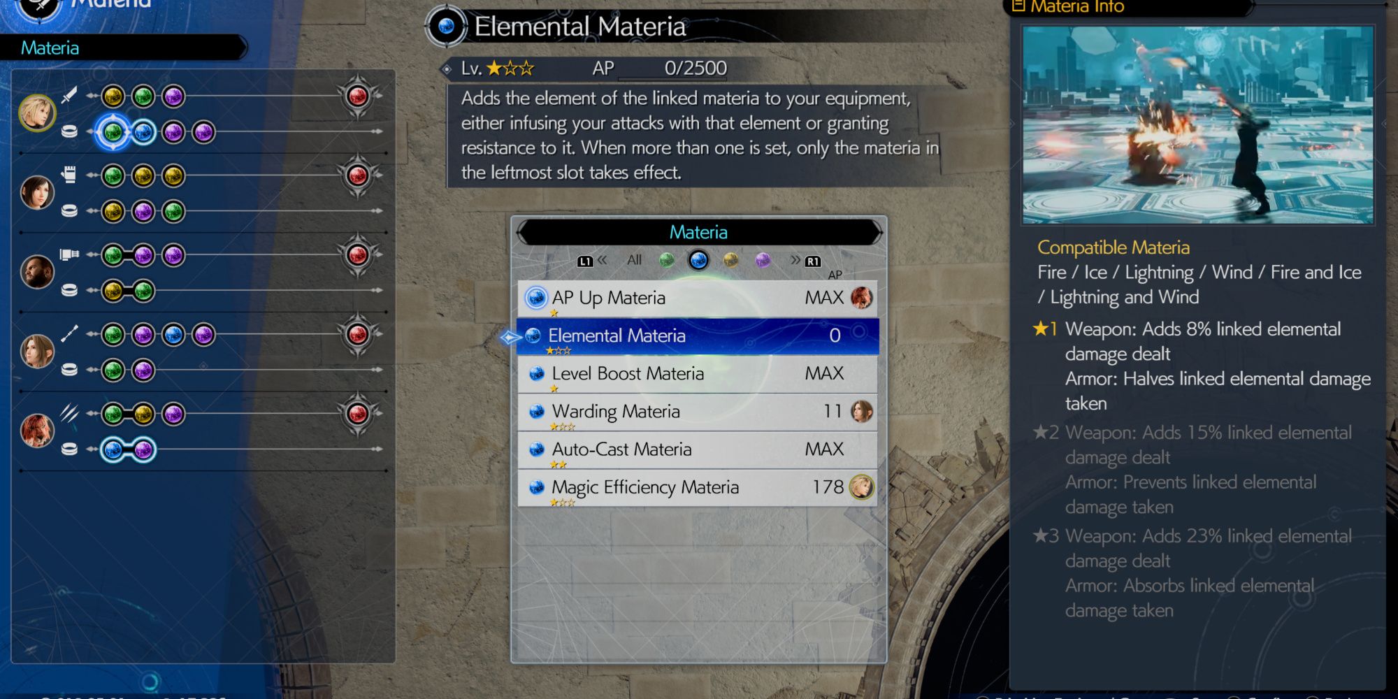 Elemental Materia in Final Fantasy 7 Rebirth