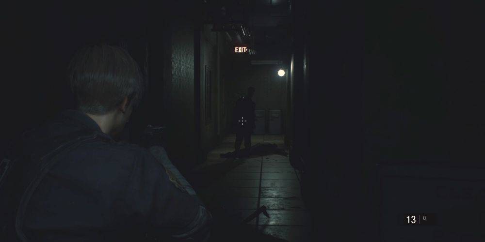 Zombie in a dark hallway