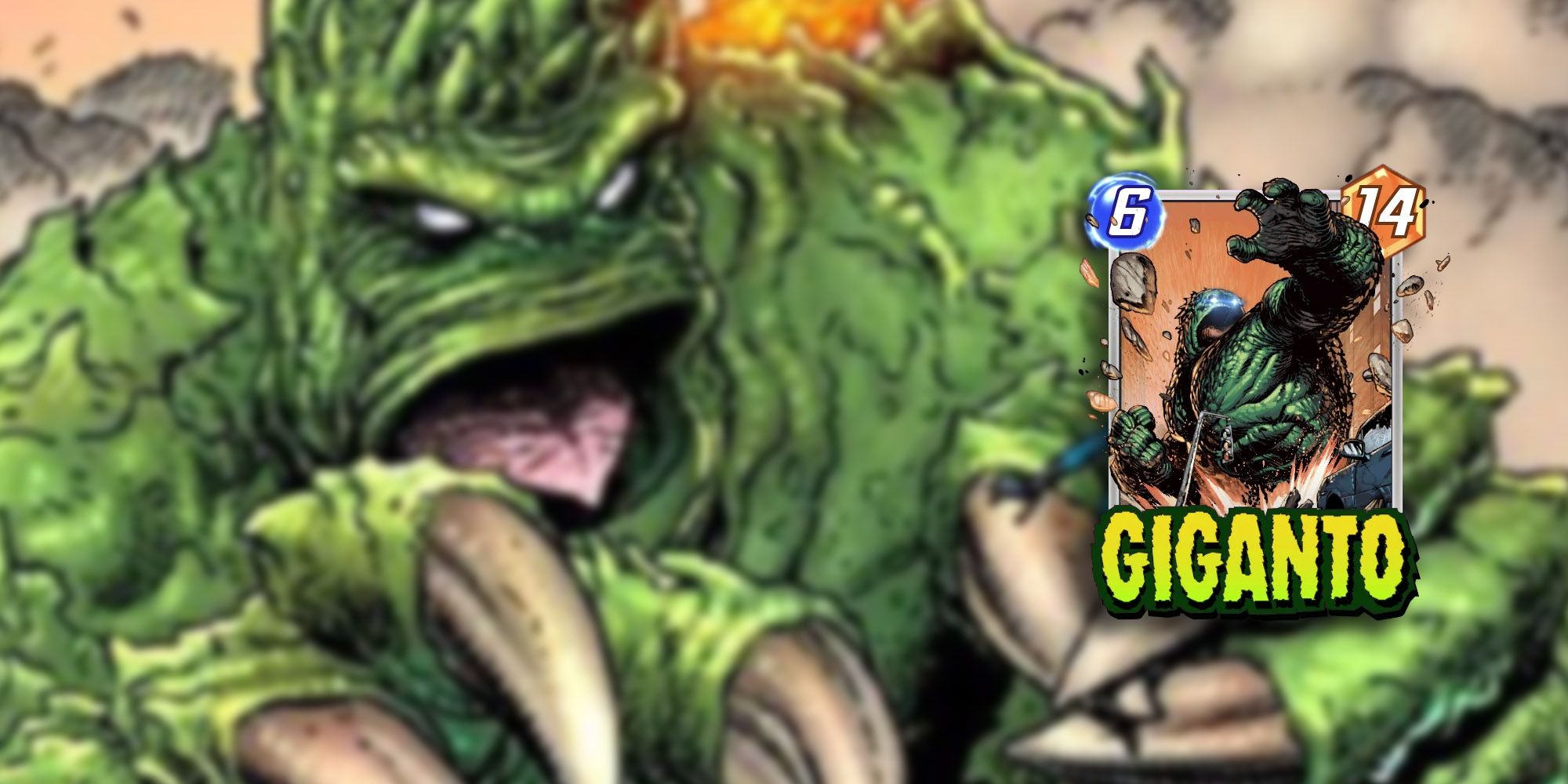 Marvel Snap - Aparición de Giganto en los Cómics con Tarjeta PNG Superpuesta