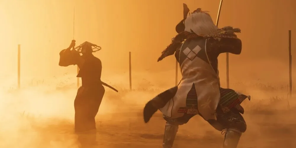 Jin Sakai in un duello con un ronin