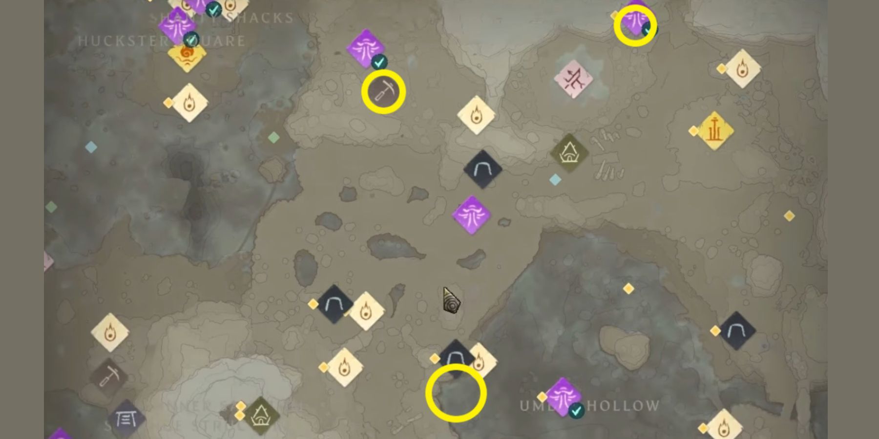 the best Tin Ore farming spots in Enshrouded (locations on the map)
