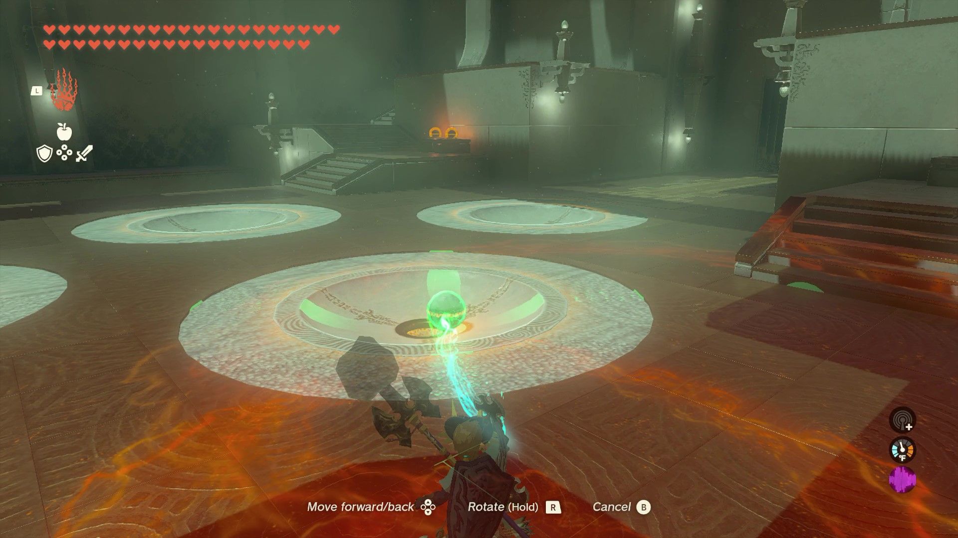 Link che risolve l'enigma del Santuario di Kyokugon in The Legend of Zelda: Tears of the Kingdom