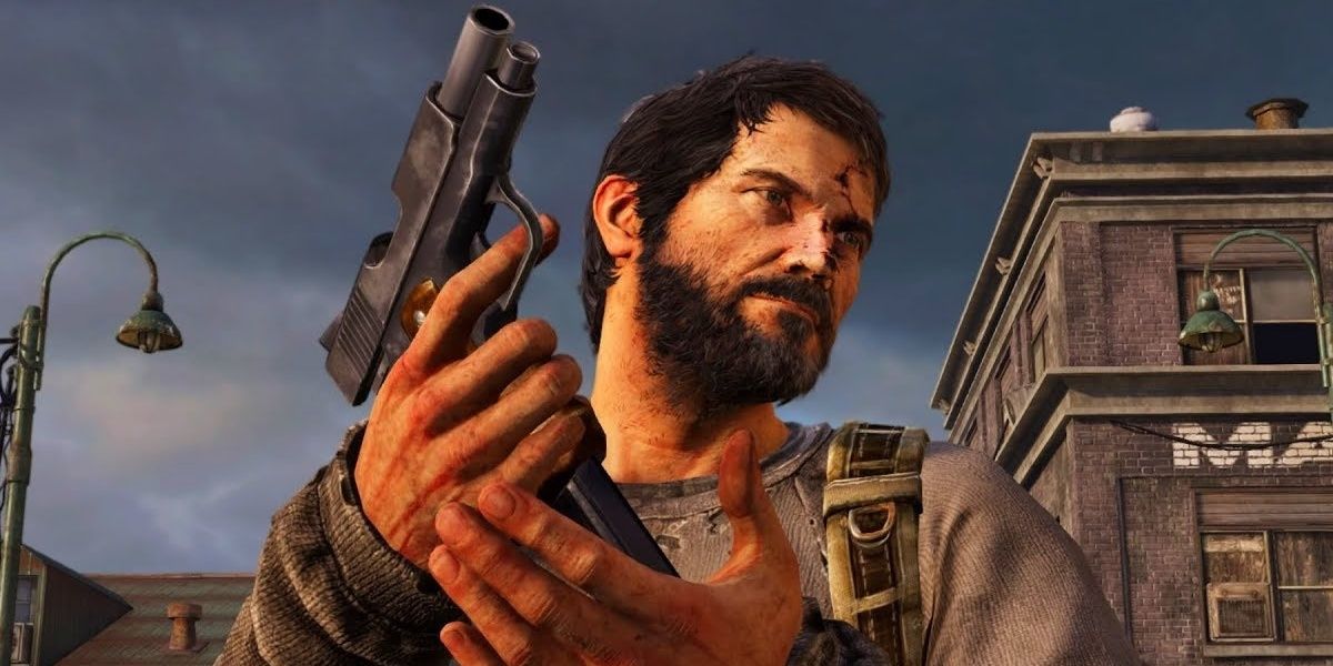 Joel con una pistola in The Last of Us