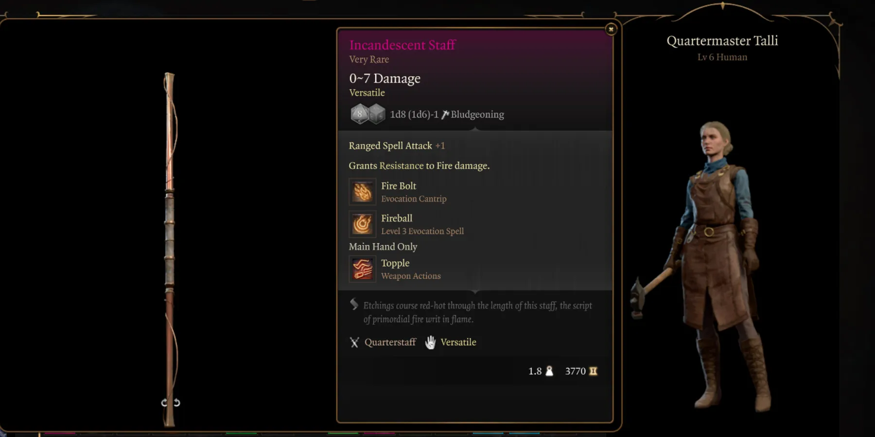 Talli货物中的Incandescent Staff