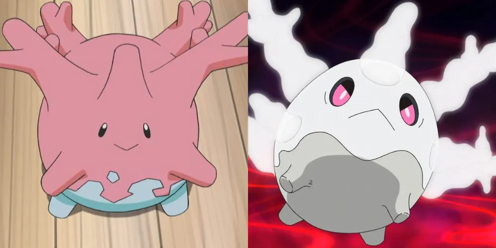 Johtonian Corsola and Galarian Corsola in the Pokemon anime