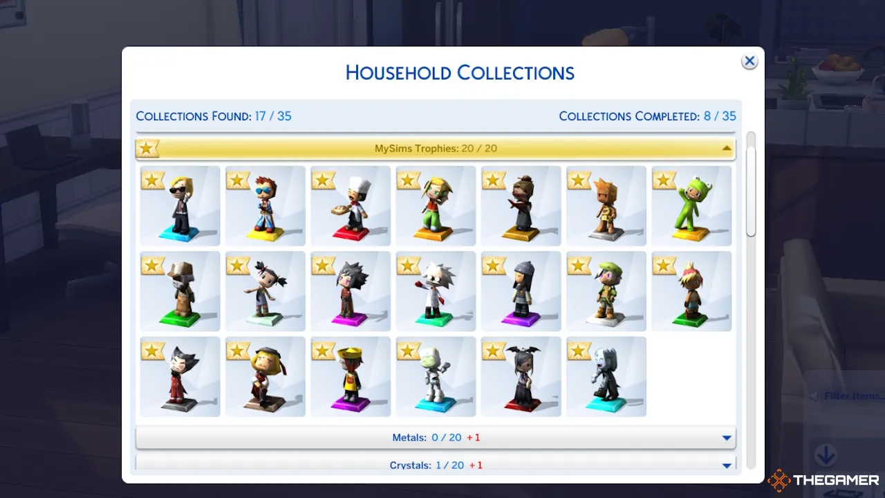 The completed MySims Trophies Household Collection