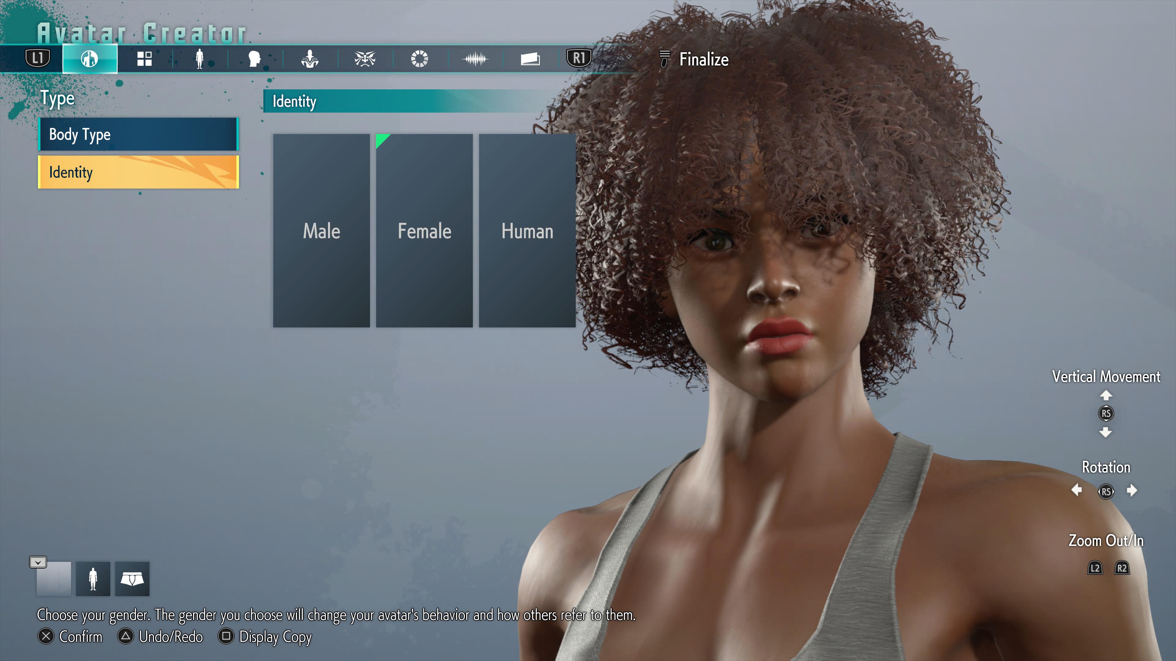 《街头霸王6》角色创建者显示代词选项和黑人女性角色的近景