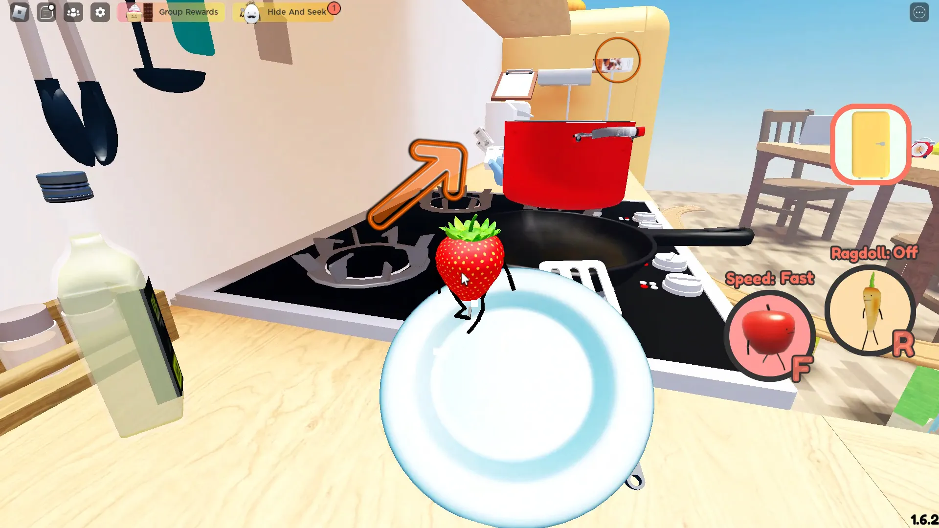 Roblox: Secret Staycation, the way to the pie box using Strawberry