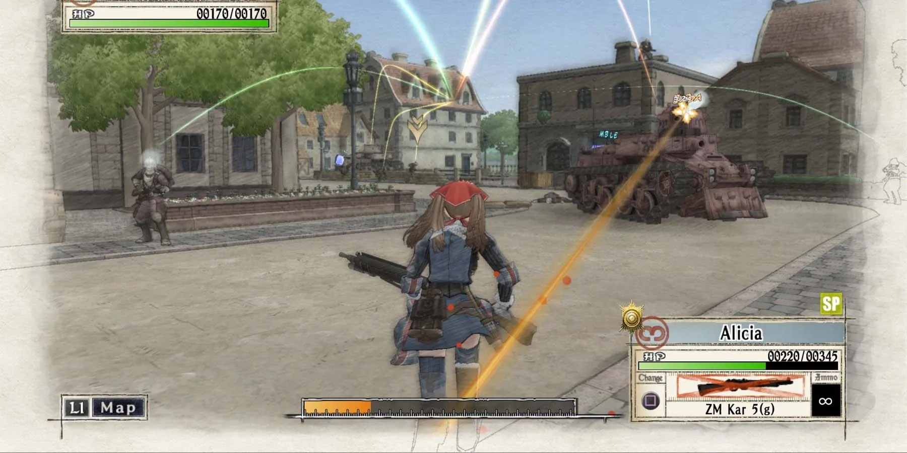 Valkyria Chronicles Remastered - Alicia shot at by tank