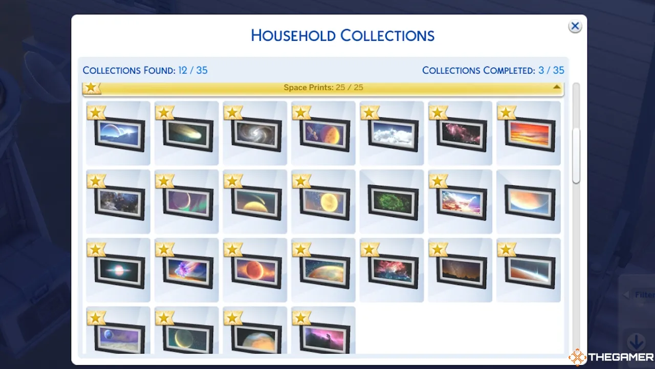 La colección completa de impresiones espaciales en Los Sims 4