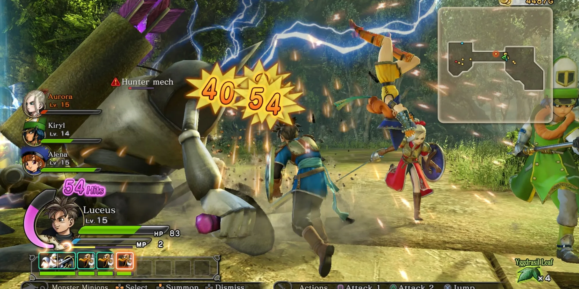 Combattre des ennemis dans Dragon Quest Heroes : L'Arbre du monde et le fléau des ténèbres