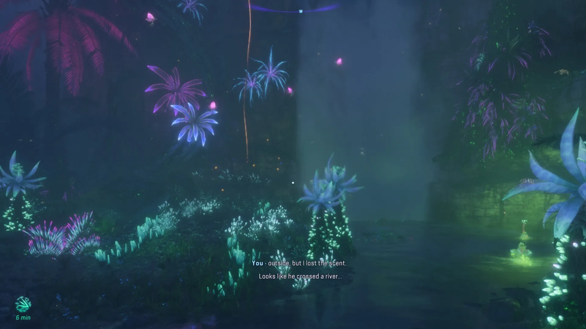 Водопад с растущей лозой рядом, чтобы подняться выше в игре Аватар: Фронтиры Пандоры