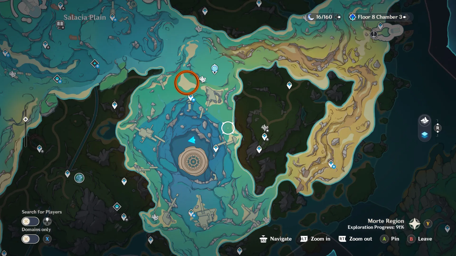 Une carte de la zone sous-marine de la région de Morte montrant l'emplacement de la carte de la ballade de Liam dans Genshin Impact