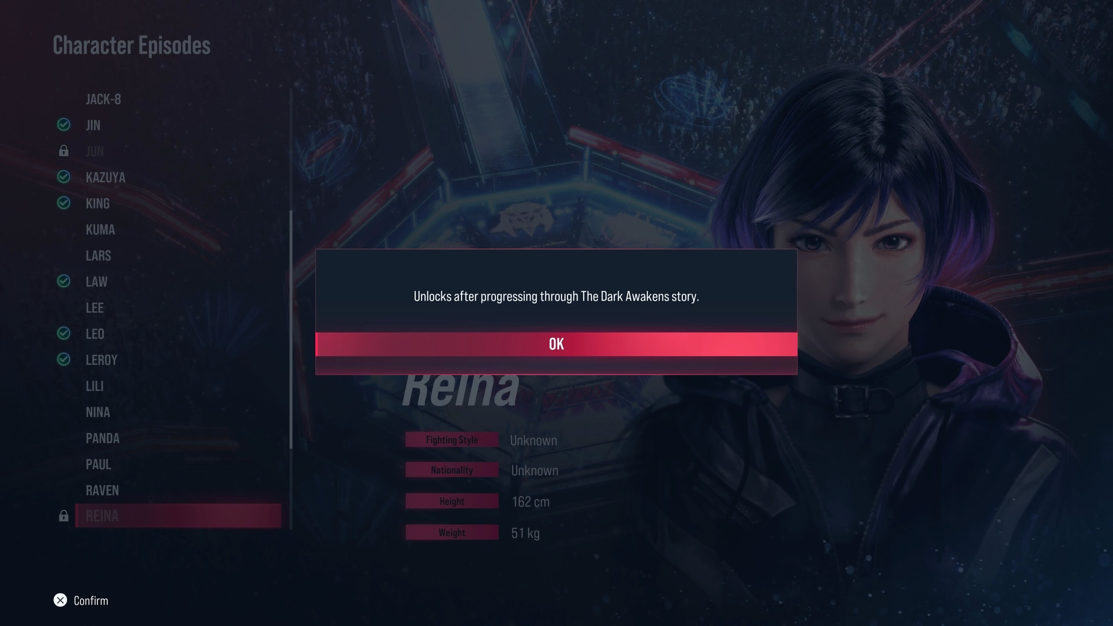 Reina被锁定在Tekken 8中。