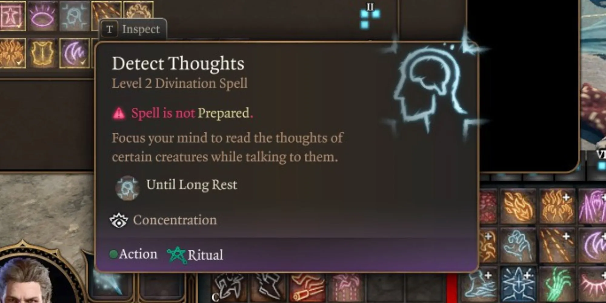 Detect Thoughts spell em Baldur’s Gate 3