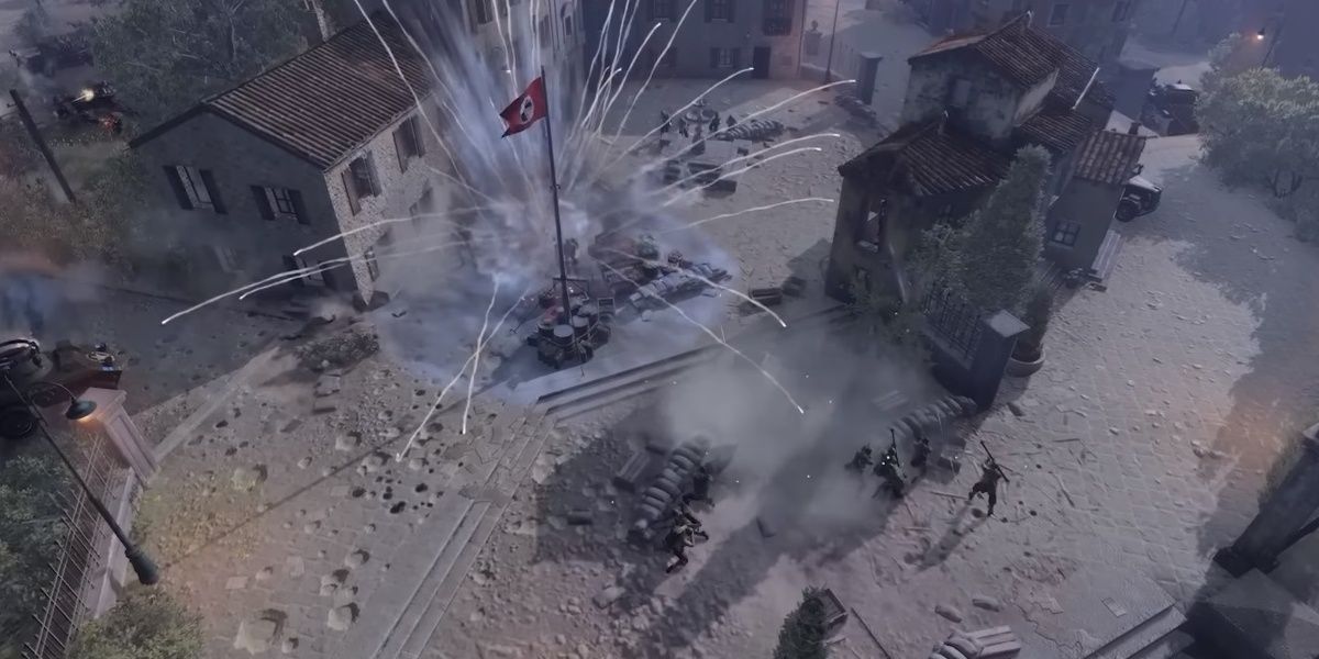 A battle scene from Company of Heroes 3