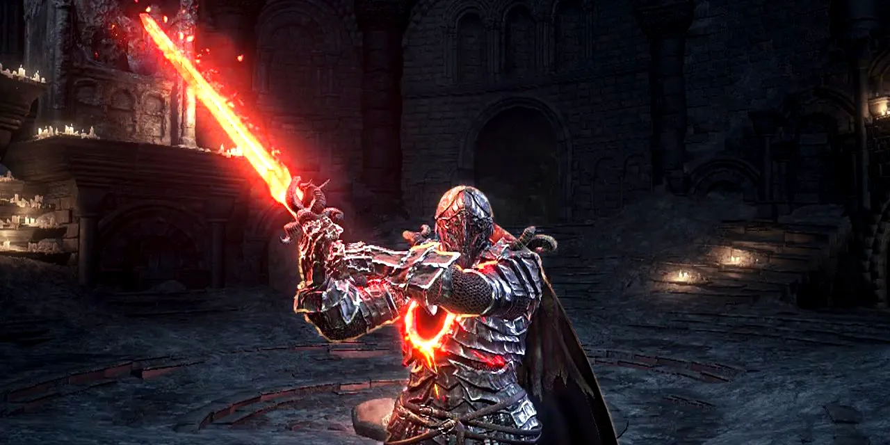 Игрок, владеющий Мечом рыцаря Кольца, задымленным огнём