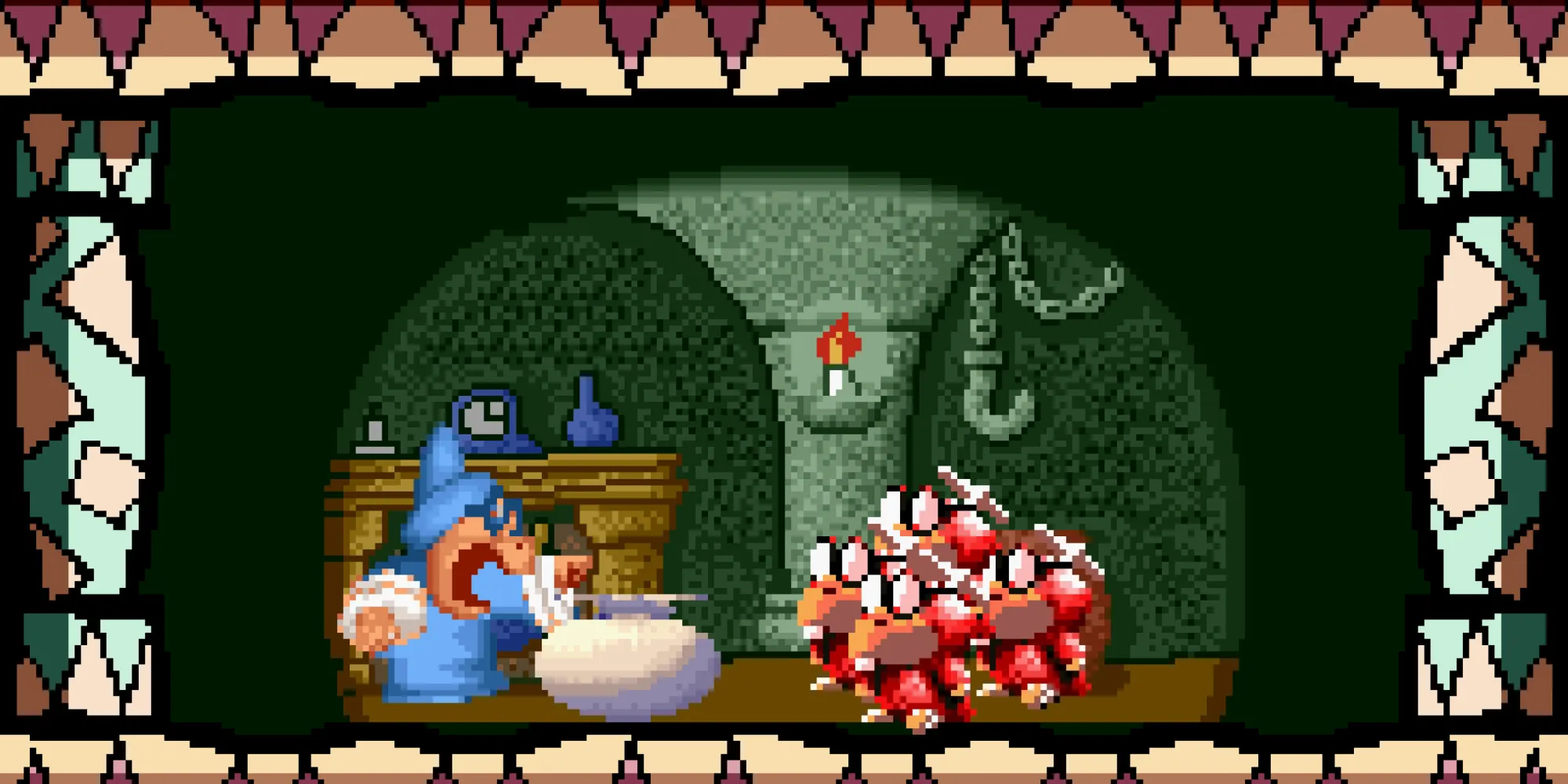 Una scena con Kamek e i suoi scagnozzi in Super Mario World 2