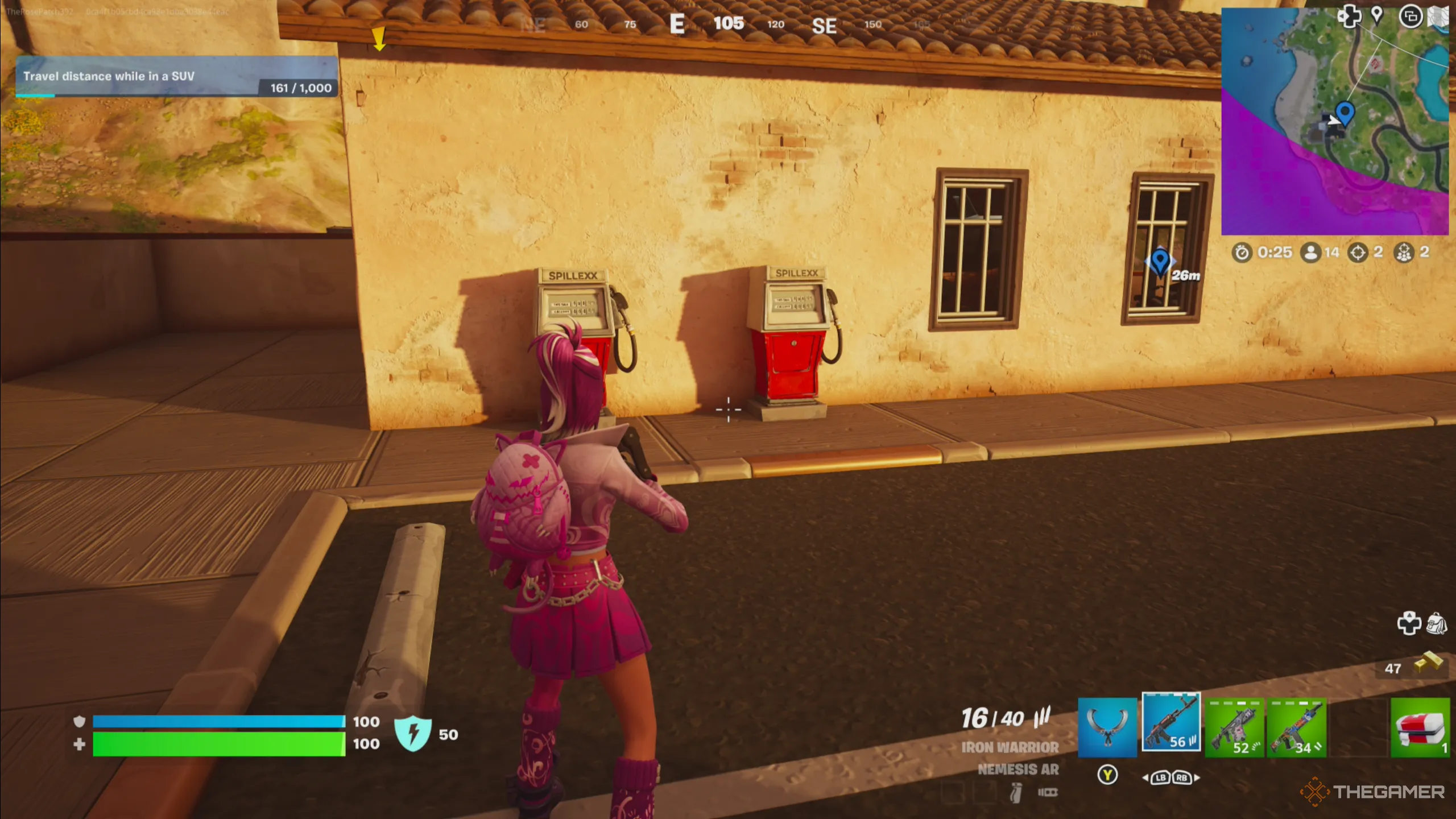 Fortnite Chapter 5: Gas pumps on the side of a building