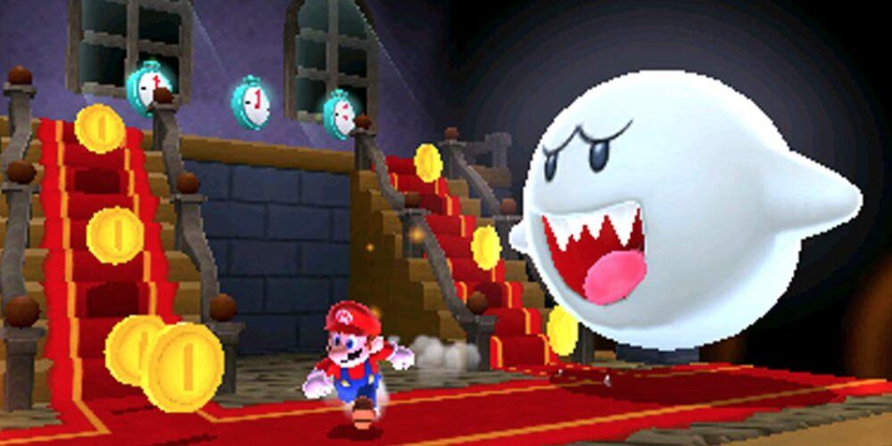 Mario huyendo de King Boo