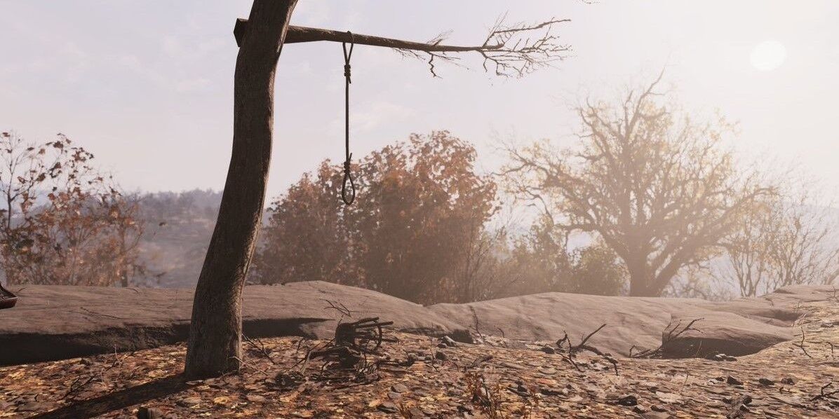 Изображение дерева с петлей из Fallout 76