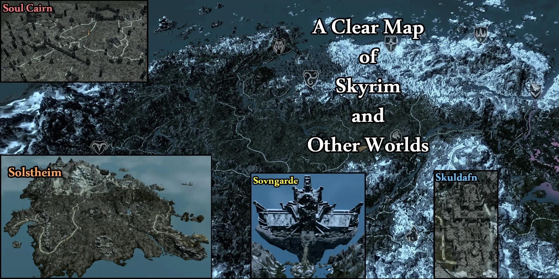 Une carte claire de Skyrim et d'autres mondes