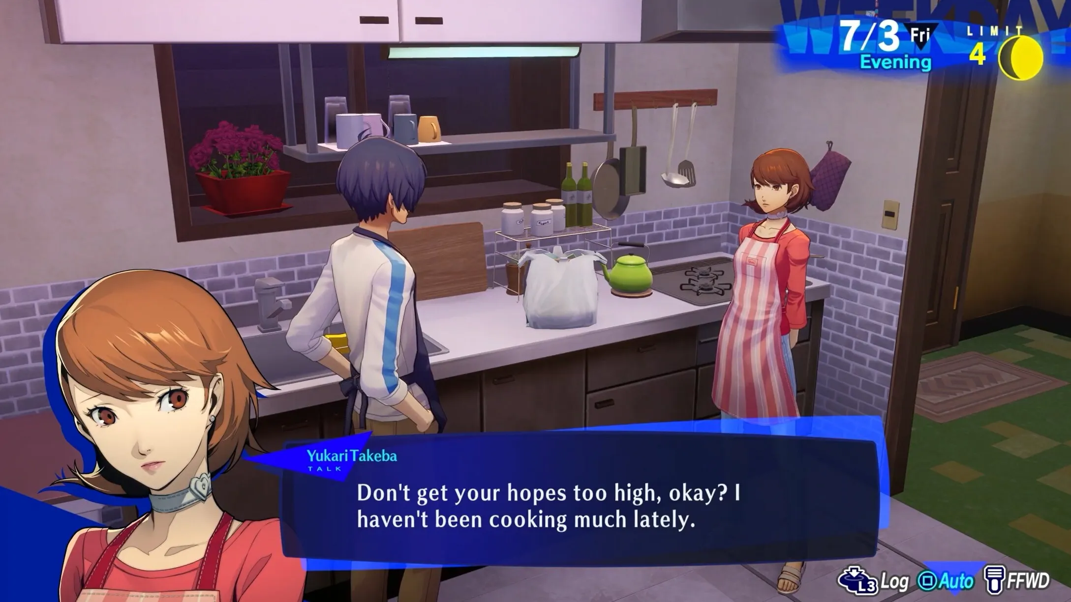 cuisiner avec Yukari dans la cuisine du dortoir Persona 3 Reload P3R
