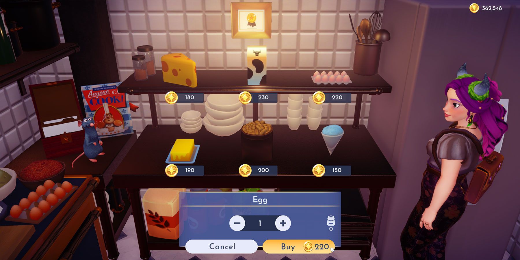 Покупка яиц в магазине Remy’s Pantry в Disney Dreamlight Valley