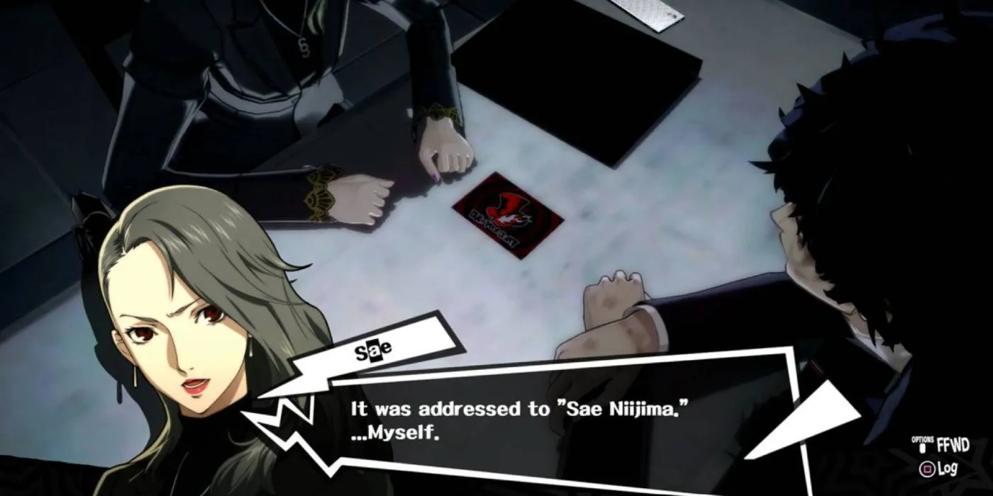 Sae Niijima con la lettera di chiamata dei Ladri Fantasma in Persona 5