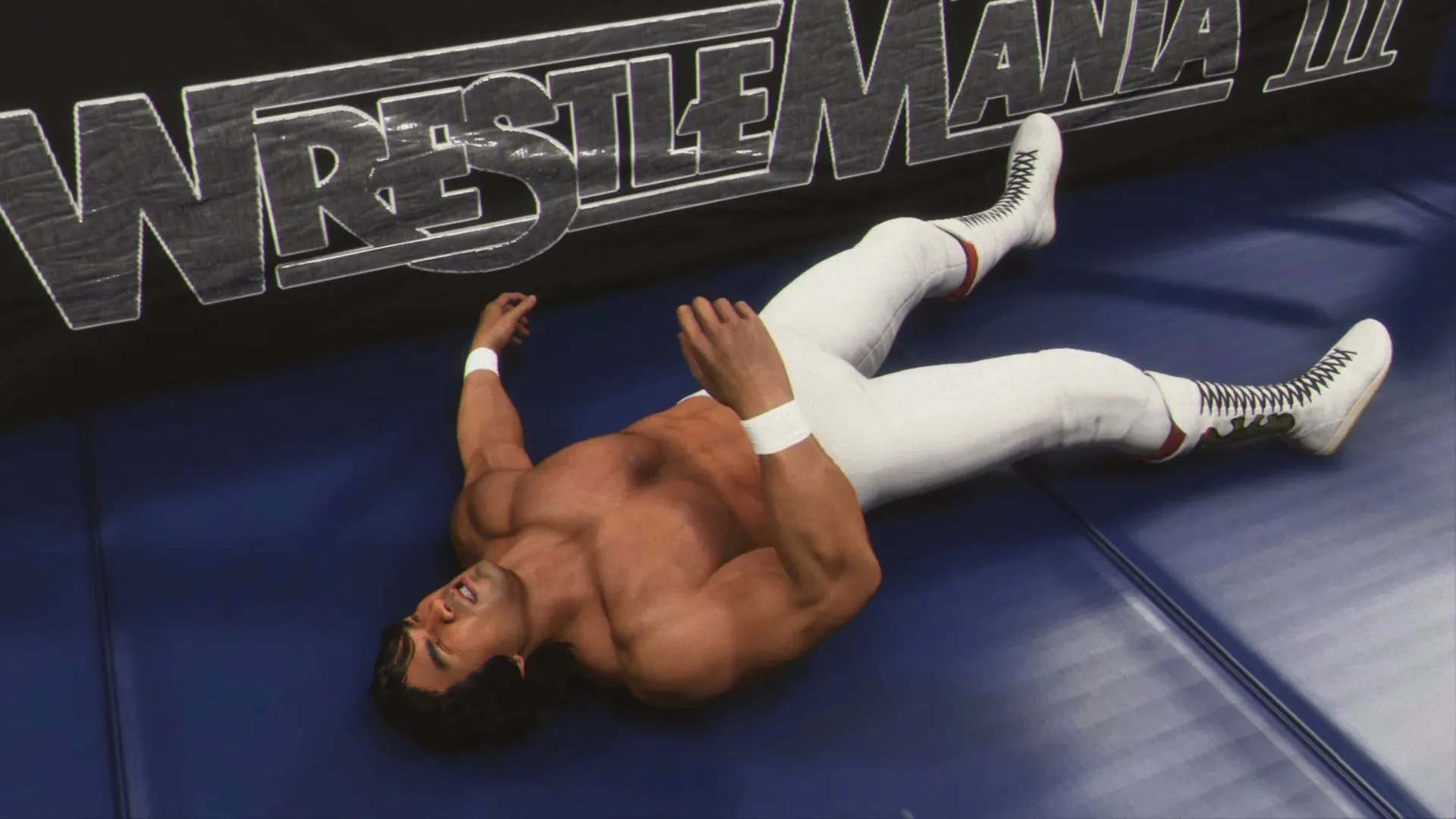 Ricky Steamboat laying on the floor in WWE 2K24