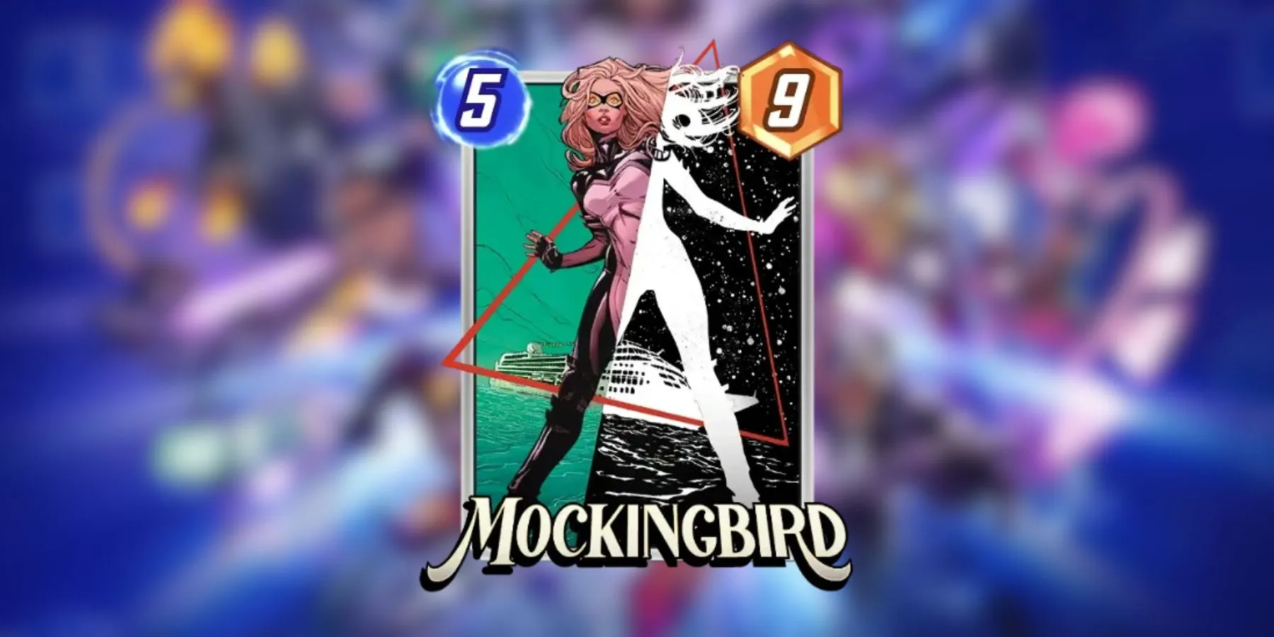 a mockingbird card cover art in marvel snap.