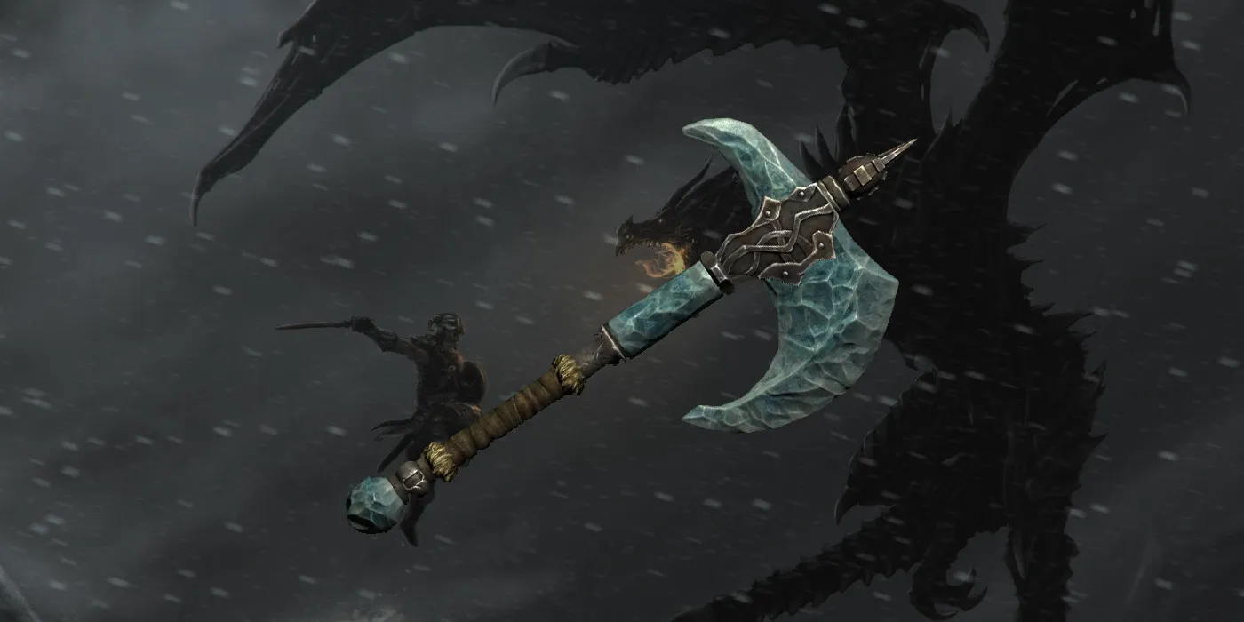 Stalhrim War Axe - Meilleures armes à une main de Skyrim