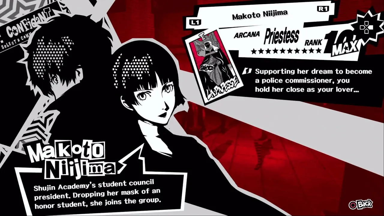 Конфидант Макото по имени Жрица в Persona 5