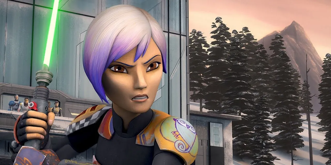 Sabine Wren wields a lightsaber in Star Wars Rebels