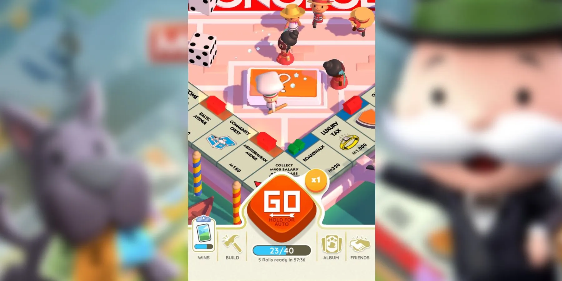 Moltiplicatore dei Dadi sulla Casella Via in Monopoly GO!