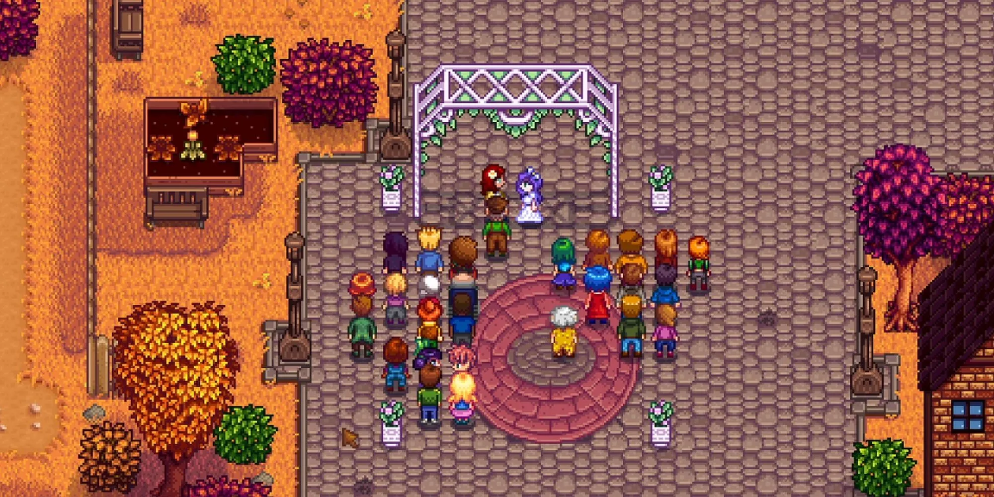 스타듀밸리에서 플레이어와 NPC 마을 주민 간의 결혼식