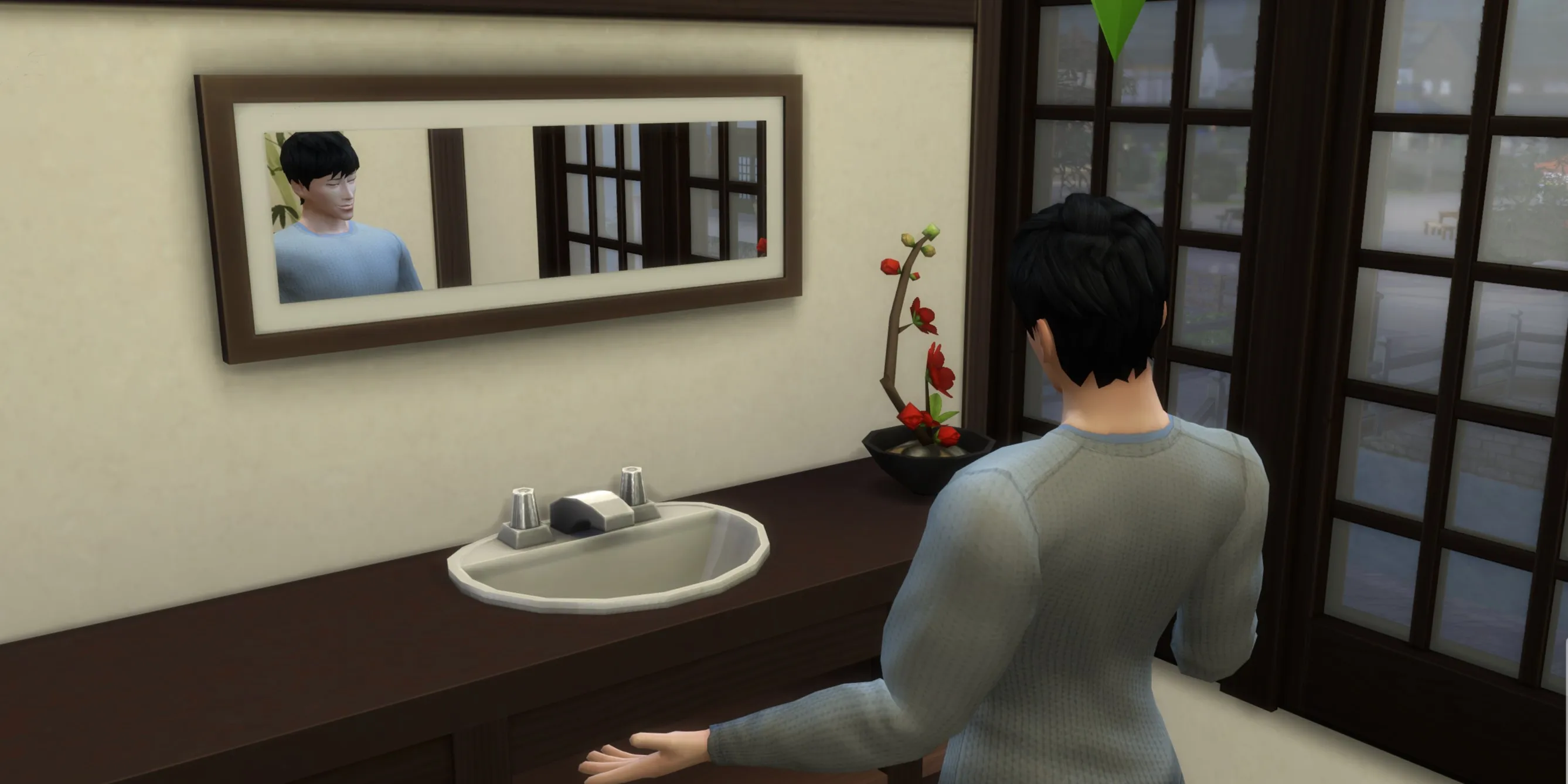 The Sims 4: A Sim Giving Himself A Pep-Talk
