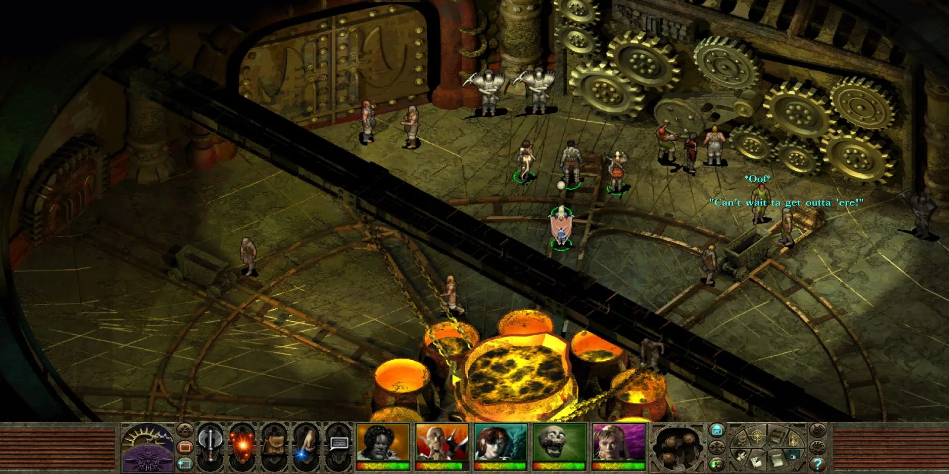 Planescape: Torment players standing by gears