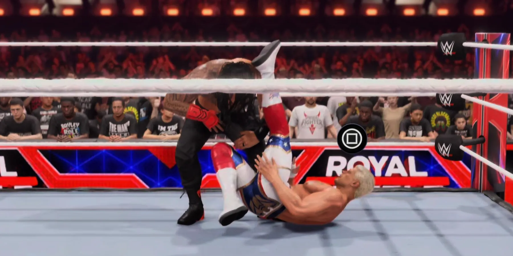WWE 2K24 Cody breaking the grapple hold with the breaker button