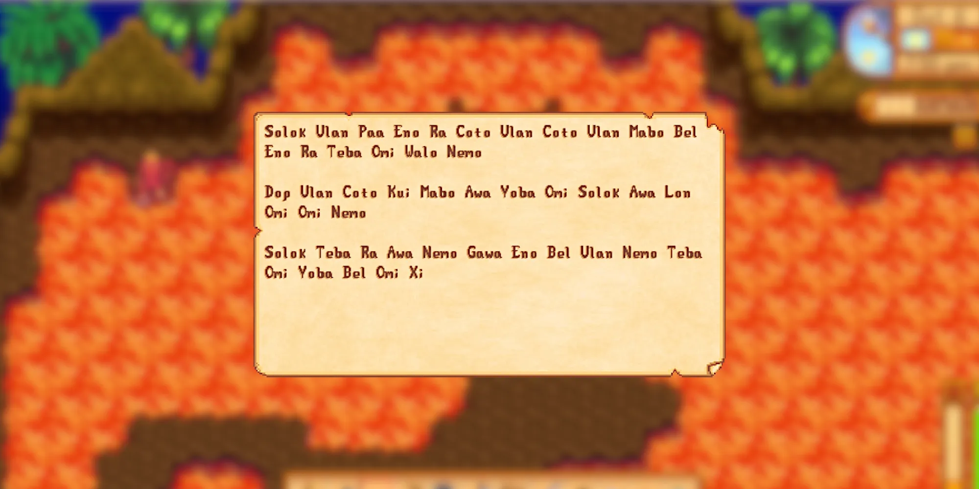 Image of the lost book note used to find some Secret Furniture in Stardew Valley