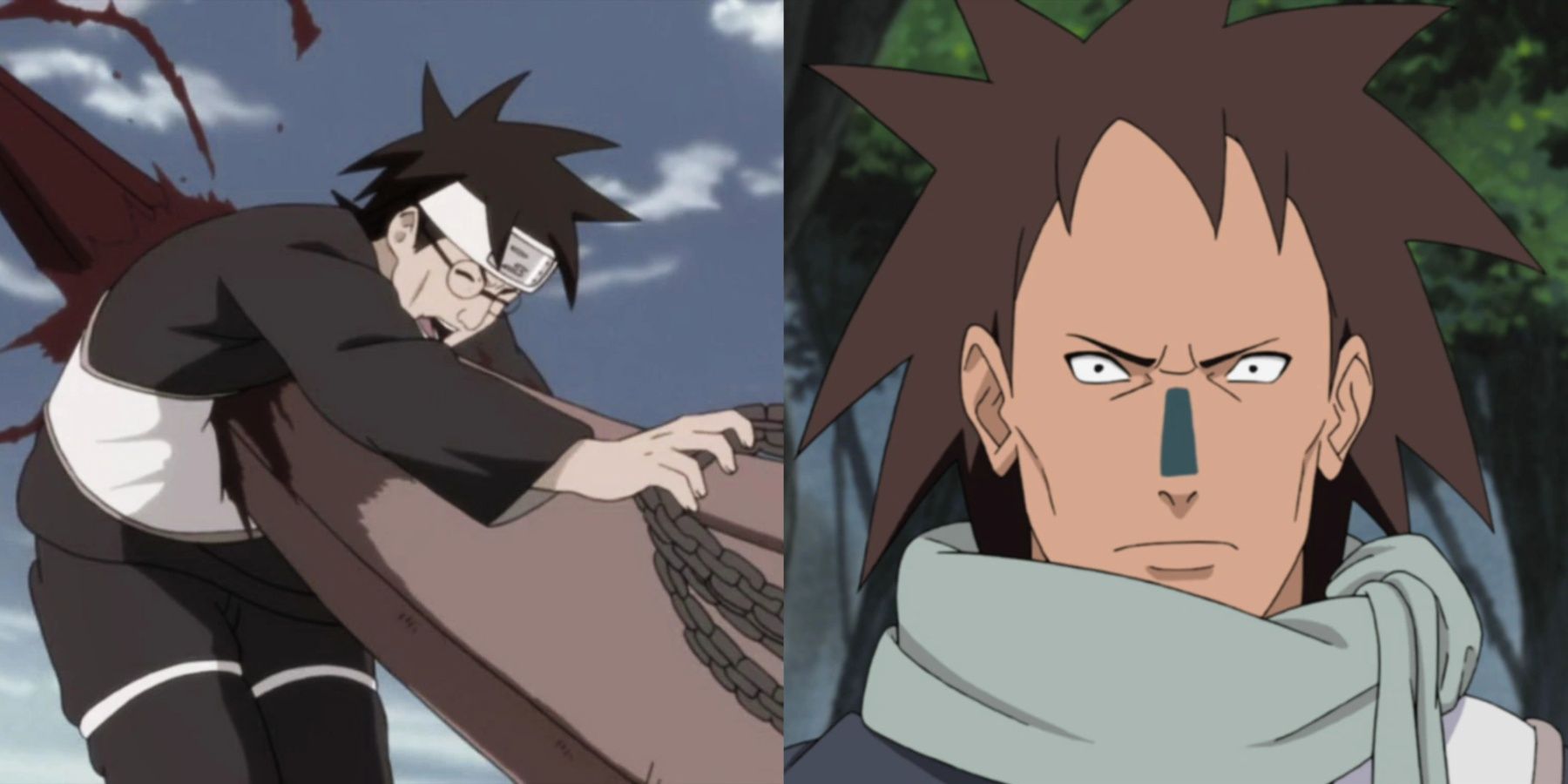 Il padre di Motoi impalato dall'Otto Code durante una furia in Naruto: Shippuden