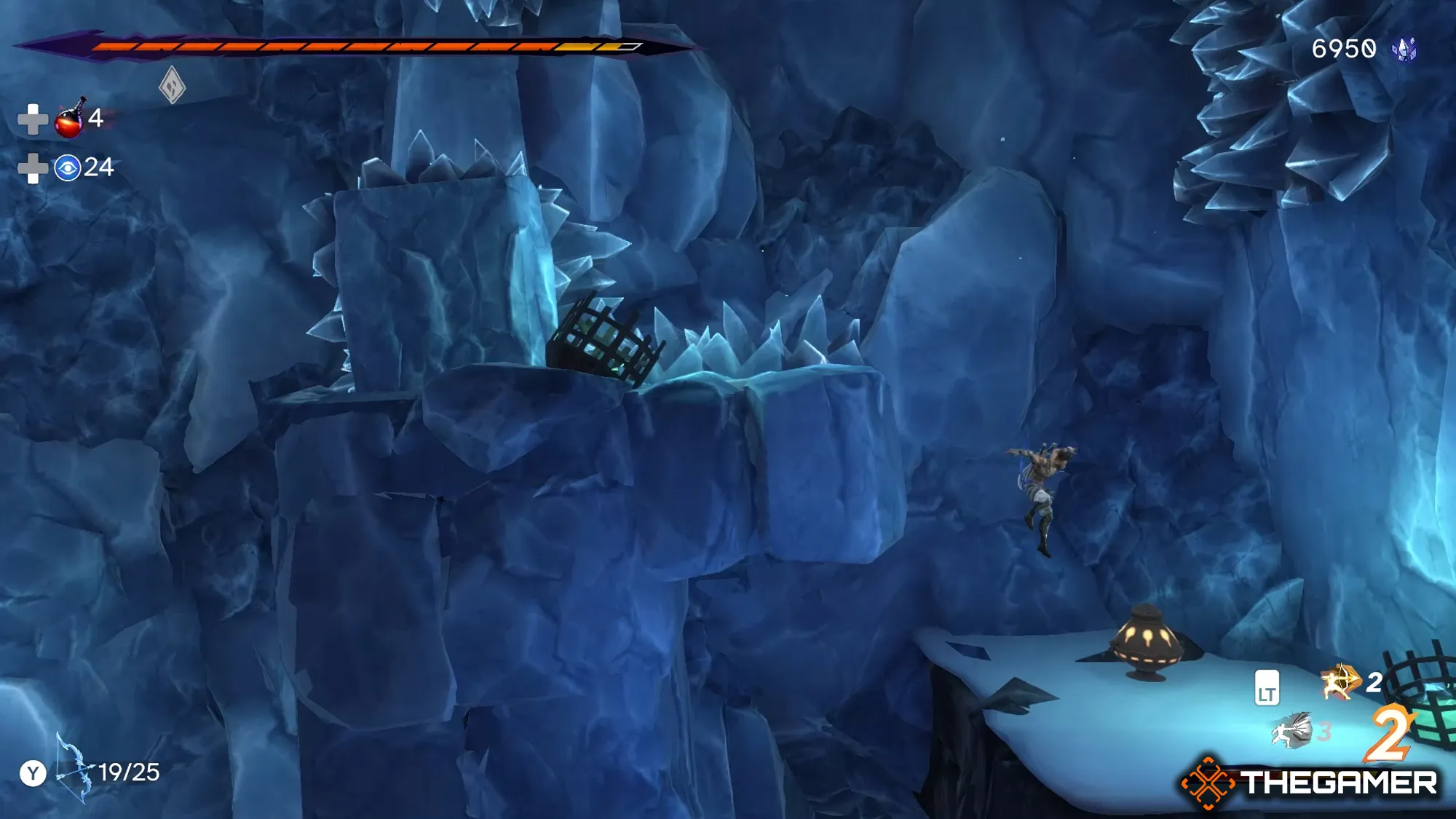 Sargon sta per raggiungere il vaso di Spirited-Sand nella grotta di ghiaccio