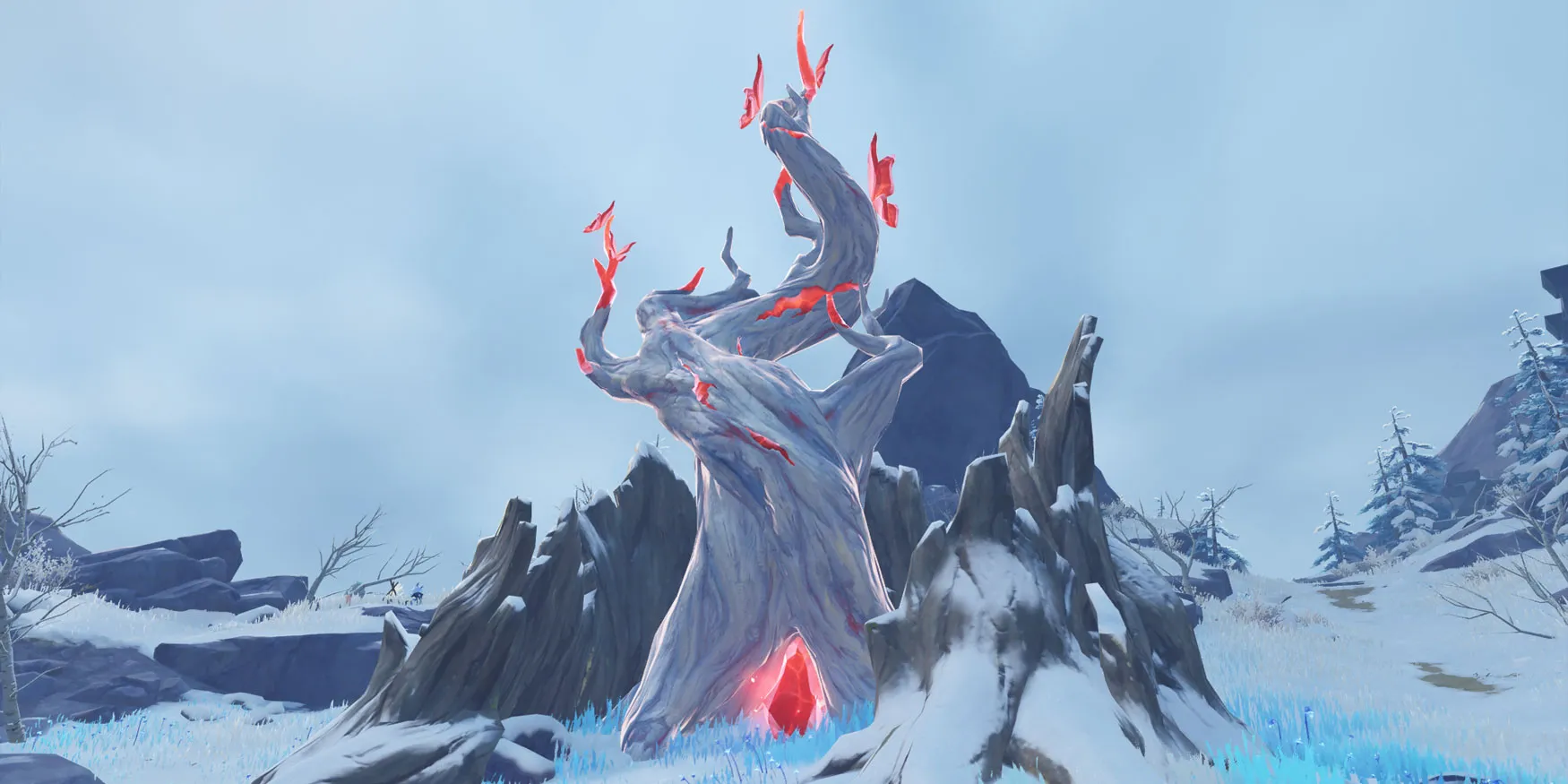 原神中的龍脊山冰晶樹